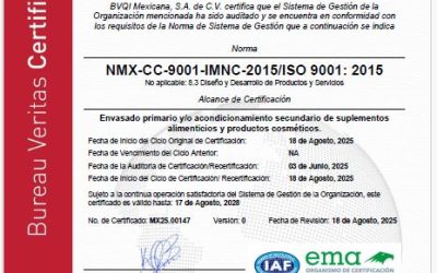 PHARMAPACK Toluca obtiene la Certificación ISO 9001:2015